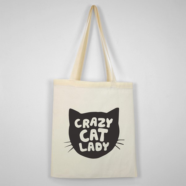 Bombažna vrečka Crazy cat lady
