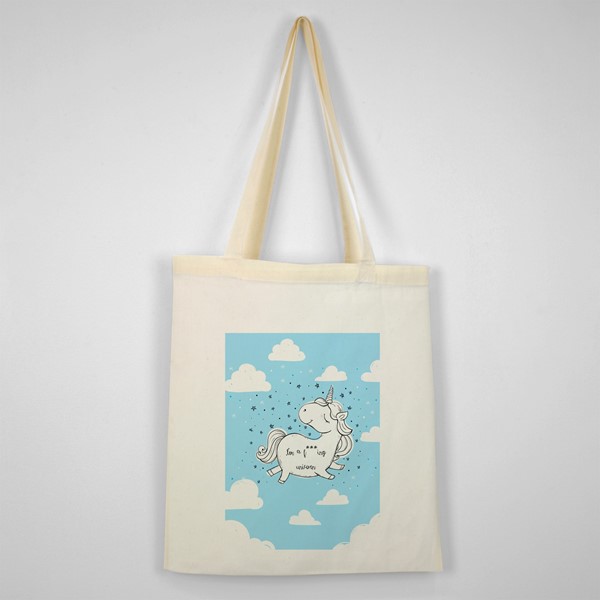 Bombažna vrečka Im a fucking unicorn_modra