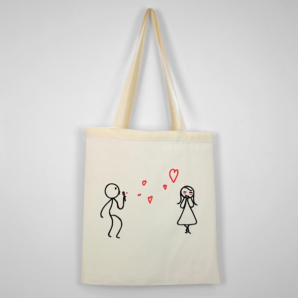 Bombažna vrečka Zaljubljenca srčki