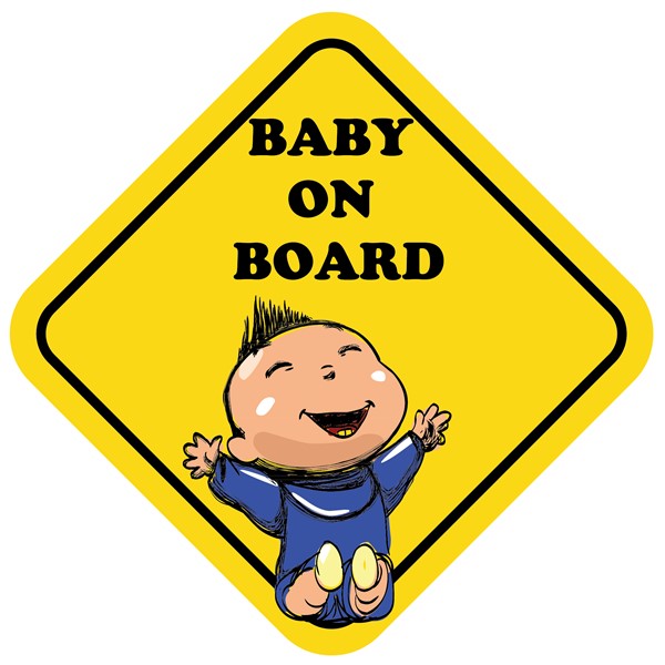 Nalepka Baby on board rumena 01