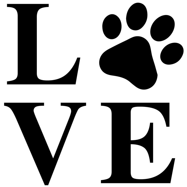 Nalepka Love and dog footprint