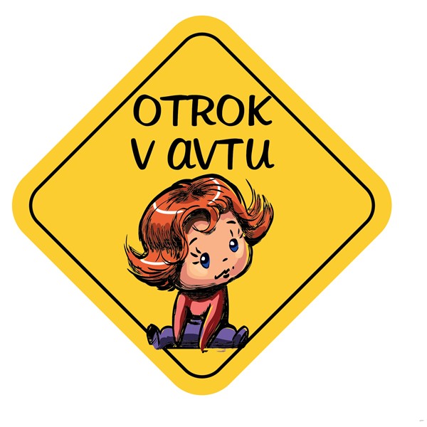 Nalepka Otrok v avtu oranzna