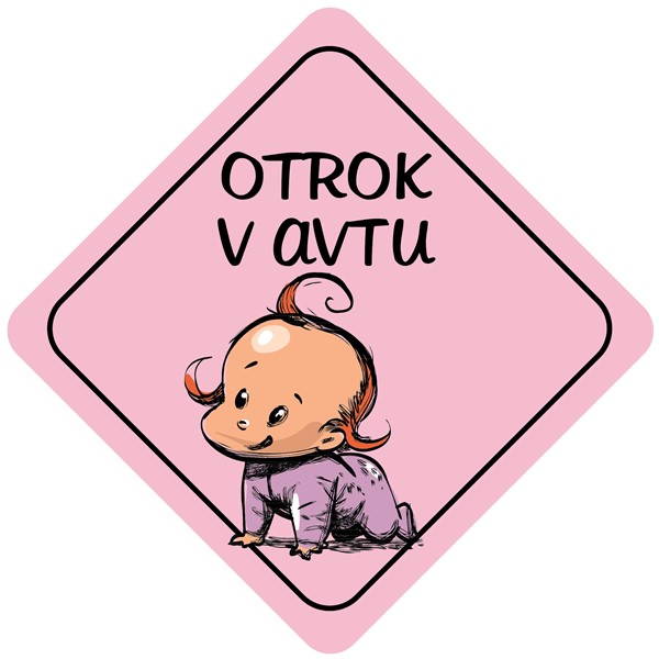 Nalepka Otrok v avtu roza