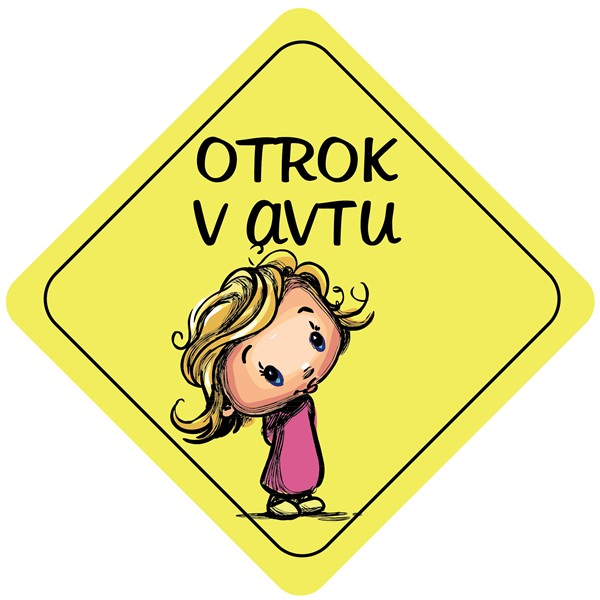 Nalepka Otrok v avtu rumena