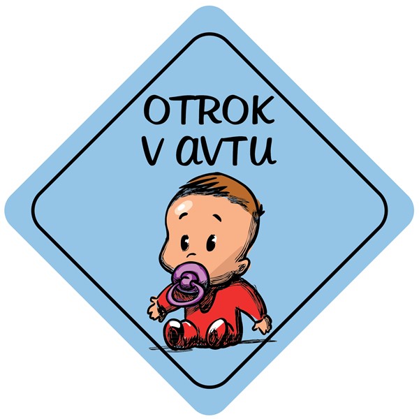 Nalepka Otrok v avtu svetlo modra