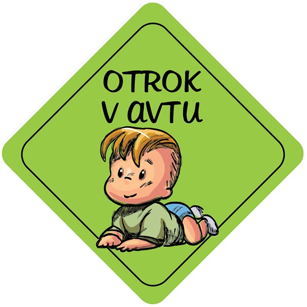 Nalepka Otrok v avtu zelena