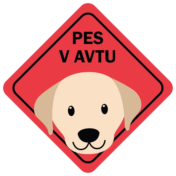 Nalepka Pes v avtu rdeca