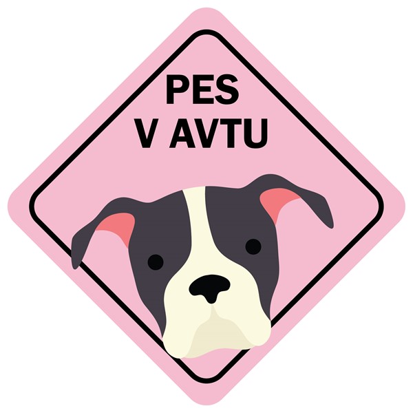 Nalepka Pes v avtu roza