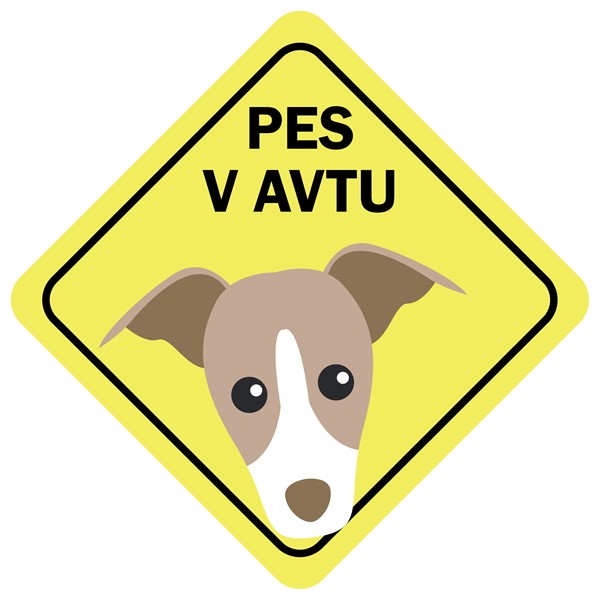 Nalepka Pes v avtu rumena