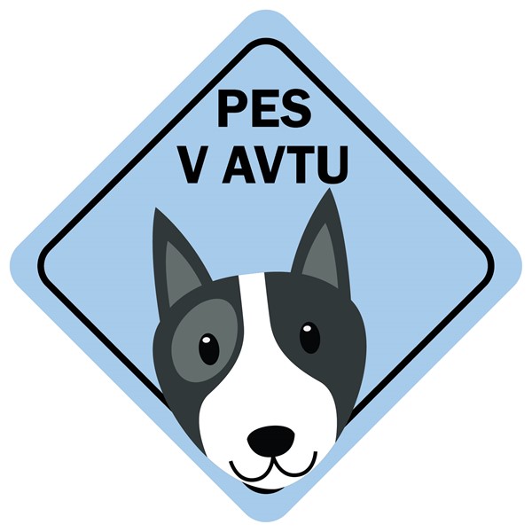 Nalepka Pes v avtu sv. modra