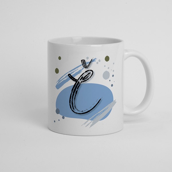Skodelica Č_monogram-modra