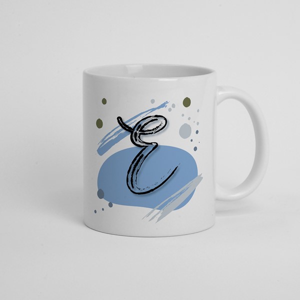 Skodelica E_monogram-modra