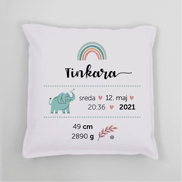 Vzglavnik Podatki o rojstvu_deklica