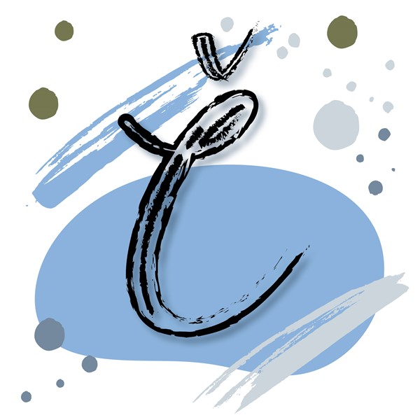 Skodelica Č_monogram-modra