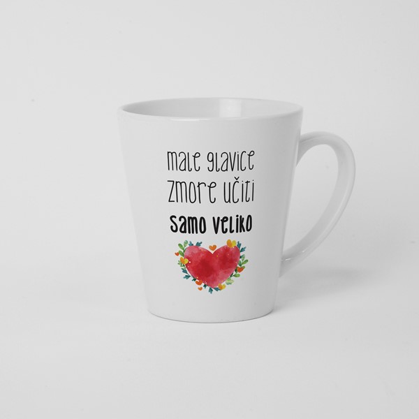 Skodelica Male glavice zmore učiti samo veliko srce