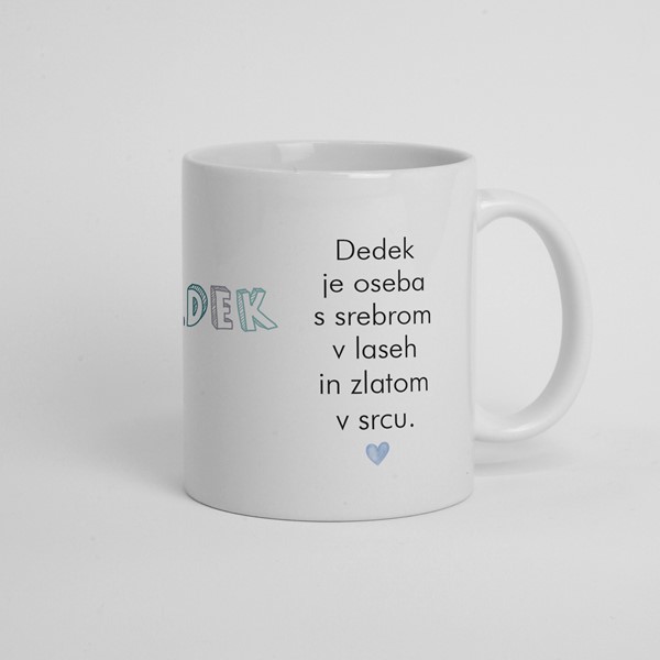 Skodelica Dedek je oseba s srebrom v laseh