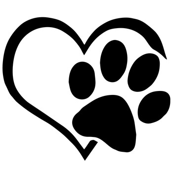 Nalepka Heart and dog footprint
