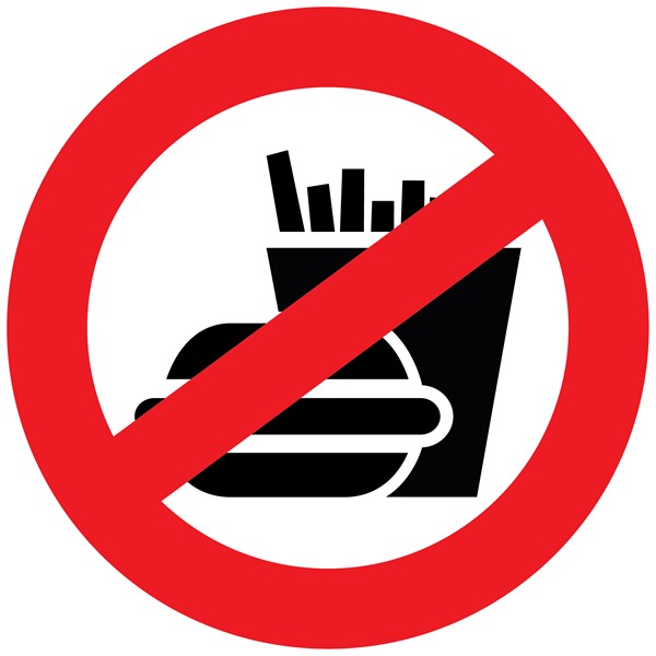 Nalepka Prepovedan vnos hrane in pijace