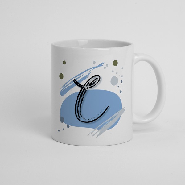 Skodelica C_monogram-modra