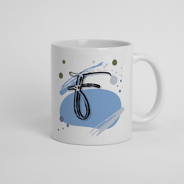 Skodelica F_monogram-modra