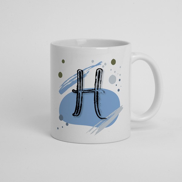 Skodelica H_monogram-modra