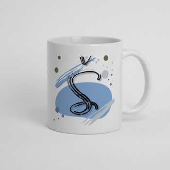 Skodelica Š_monogram-modra