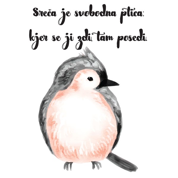 Skodelica Sreča je svobodna ptica, kjer se ji zdi