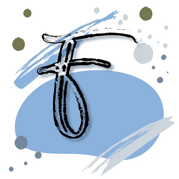 Skodelica F_monogram-modra