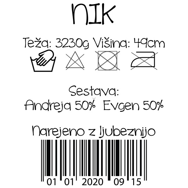 Body Črtna koda s podatki o rojstvu