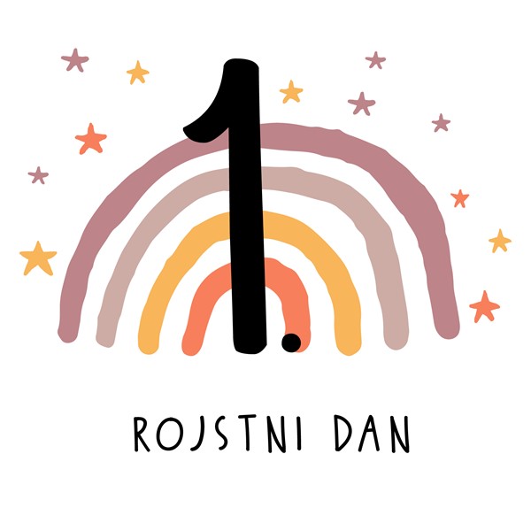 Majica otrok 1 rojstni dan_mavrica