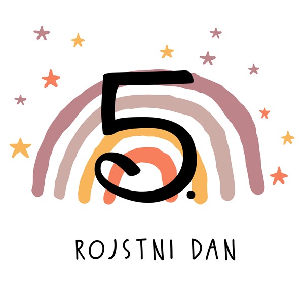 Majica otrok 5 rojstni dan_mavrica